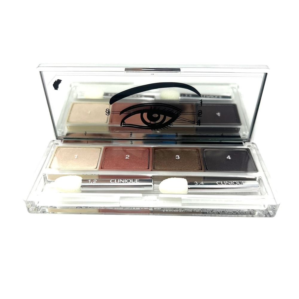 Clinique All About Shadow Quad Eyeshadow Stormy Golden Brown Pink Gold Alabaster